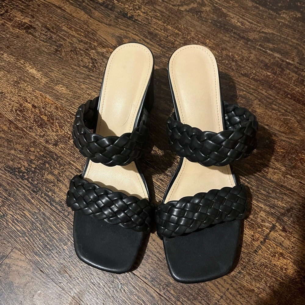 Black Woven 2 Strap Heels